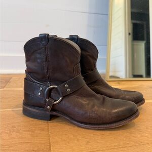 Frye Dark Brown Leather Western Boots